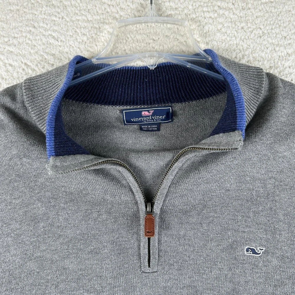 Vineyard Vines Sweater Mens XL Preppy 1/4 Zip Mock Neck Cotton Knit Pullover
